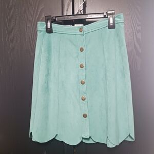 Soprano Seafoam Button-Front Mini Skirt